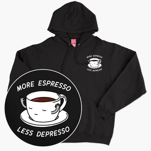 Meer Espresso Minder Depresso Geborduurde Hoodie (Unisex)