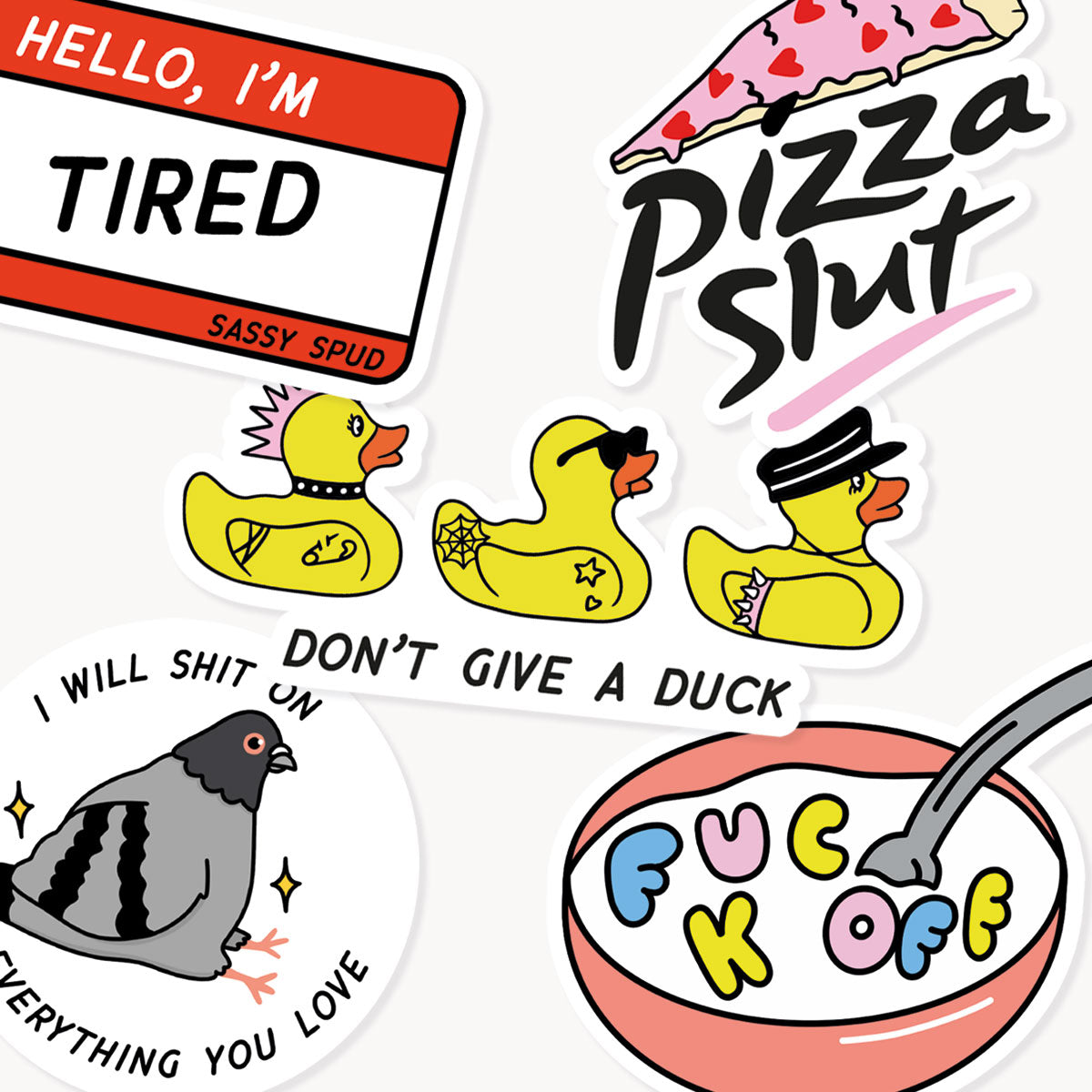 Aggressively Cute Sticker Pack | Sassy Spud