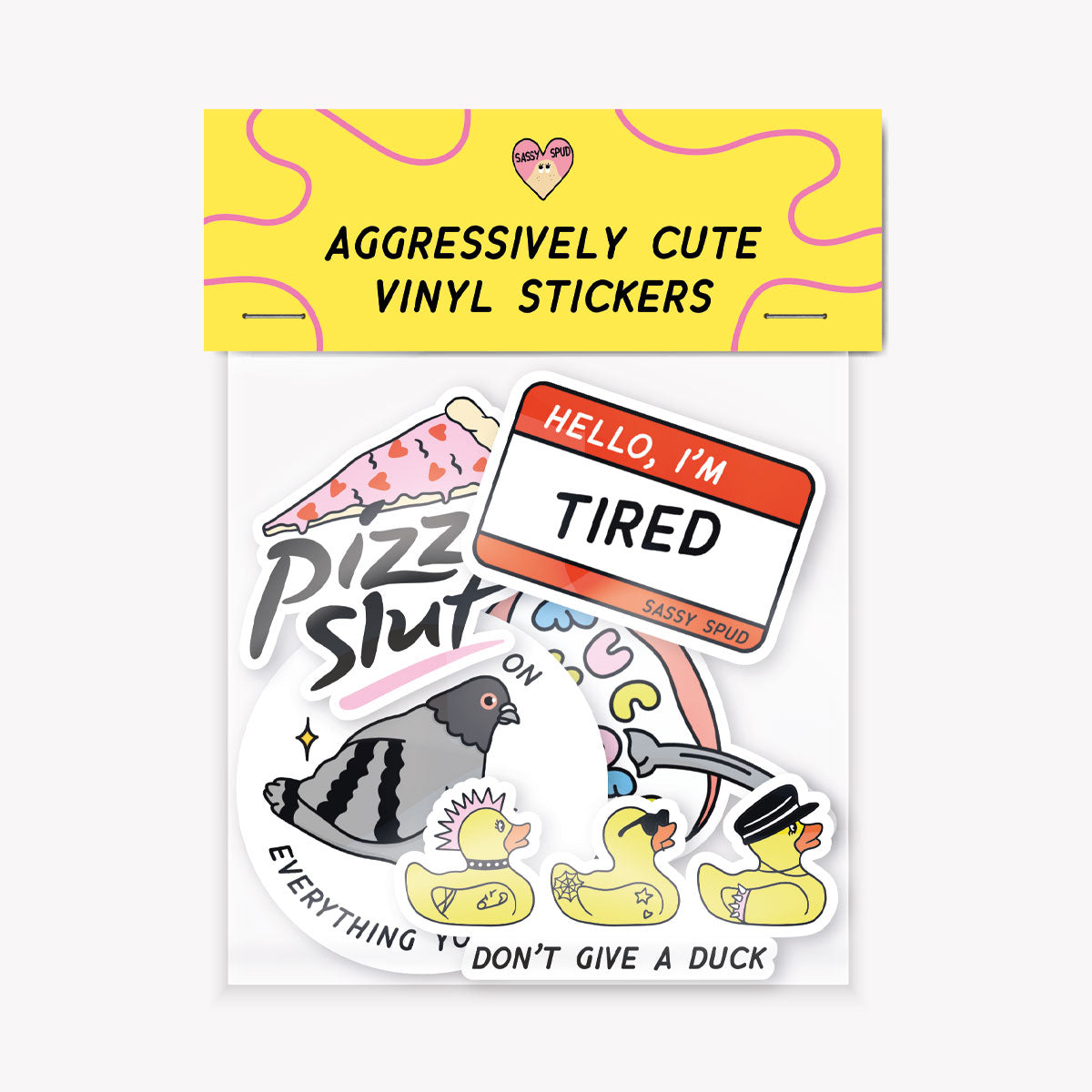 Aggressively Cute Sticker Pack | Sassy Spud