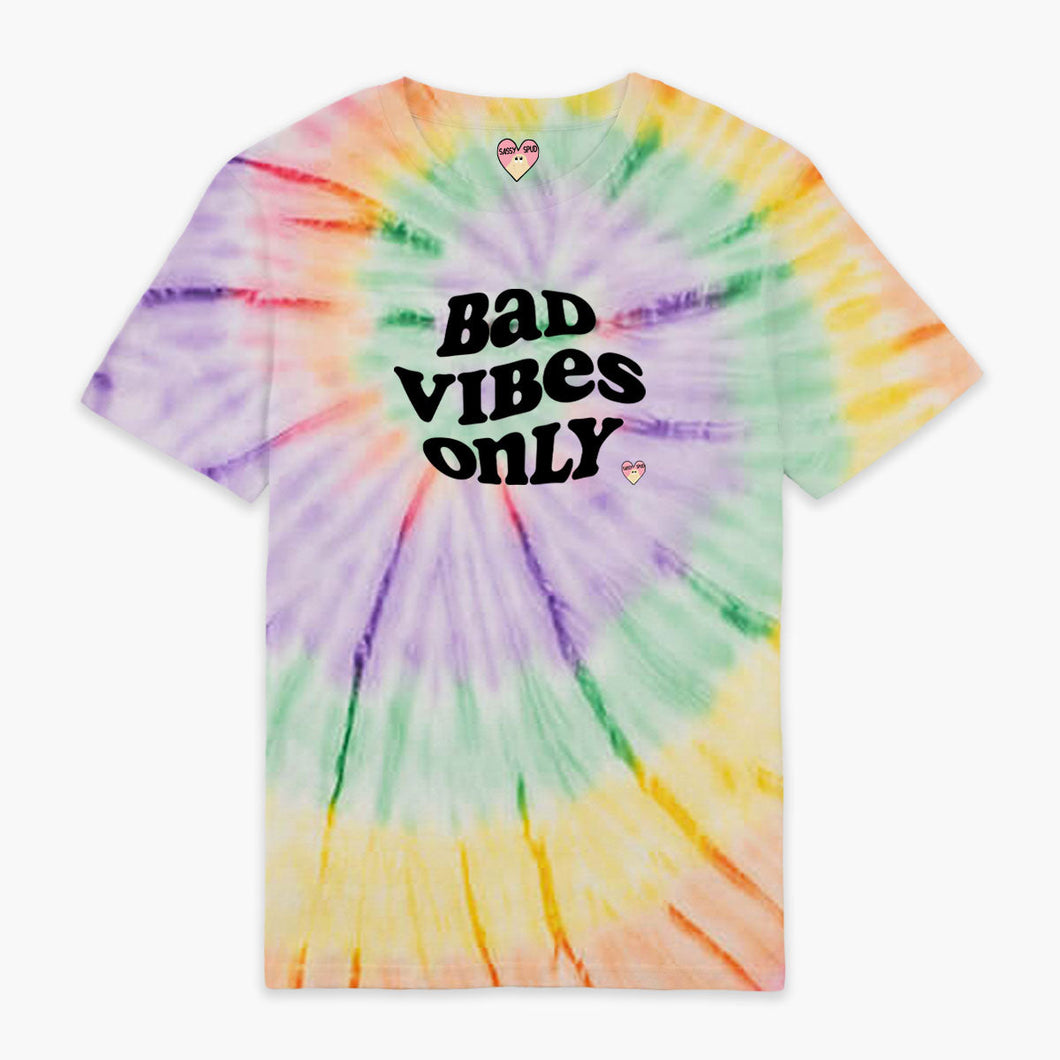 Bad Vibes Only Tie Dye T-shirt (Unisex)-Printed Clothing, Printed T Shirt, EP01-Sassy Spud