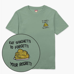 Eat Spaghetti Embroidered T-Shirt (Unisex)-Embroidered Clothing, Embroidered T Shirt, EP01-Sassy Spud