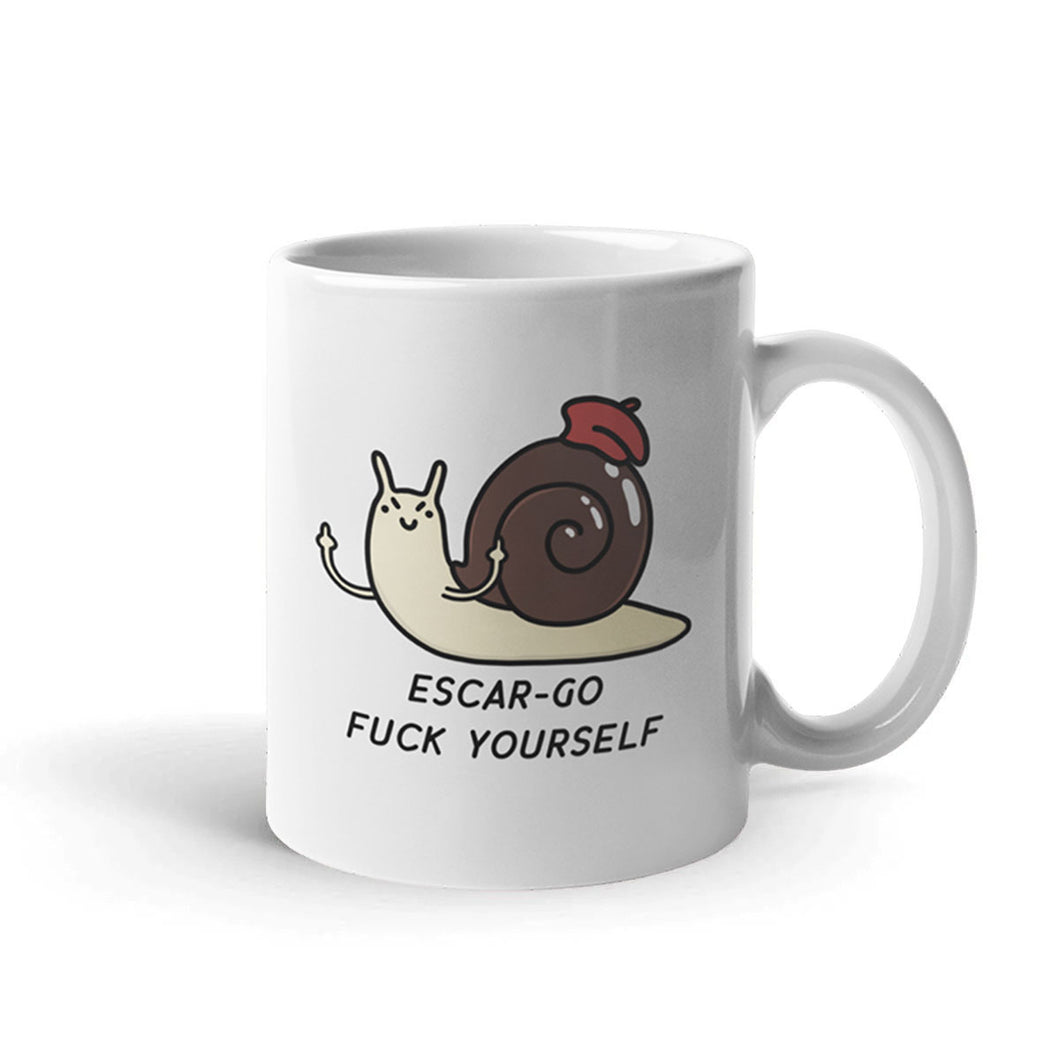 Escar-go F*ck Yourself Coffee Mug-Funny Gift, Funny Coffee Mug, 11oz White Ceramic-Sassy Spud