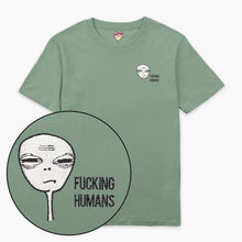 Laden Sie das Bild in den Galerie-Viewer, F*cking Humans Alien Embroidered T-Shirt (Unisex)-Embroidered Clothing, Embroidered T Shirt, EP01-Sassy Spud