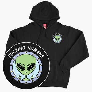 F*cking Humans Alien Hoodie (Unisex)-Printed Clothing, Printed Hoodie, JH001-Sassy Spud