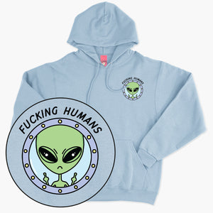 F*cking Humans Alien Hoodie (Unisex)-Printed Clothing, Printed Hoodie, JH001-Sassy Spud