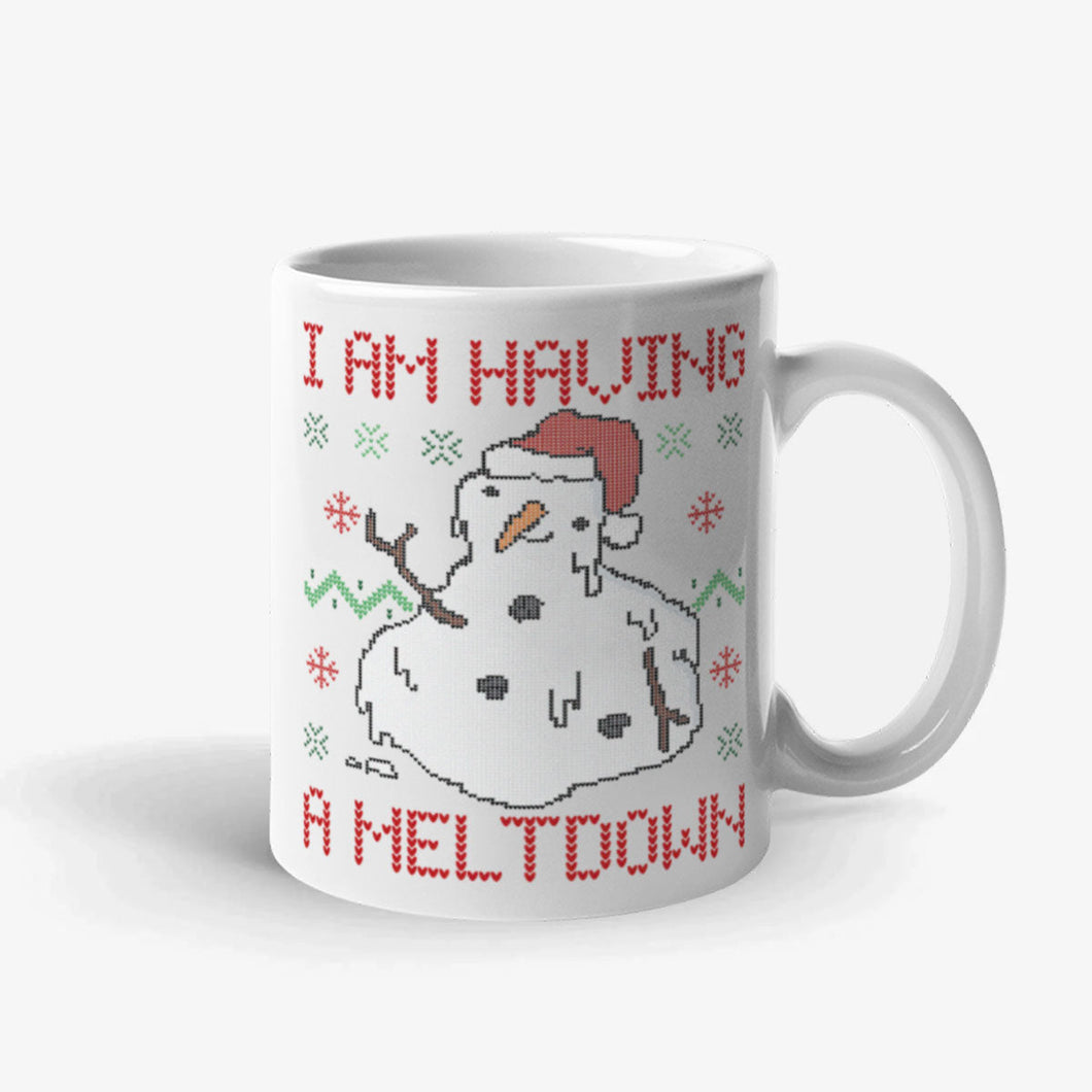 Having A Meltdown Christmas Coffee Mug-Funny Gift, Funny Coffee Mug, 11oz White Ceramic-Sassy Spud