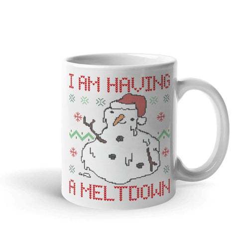 Having A Meltdown Christmas Coffee Mug-Funny Gift, Funny Coffee Mug, 11oz White Ceramic-Sassy Spud