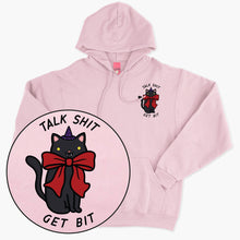 Load image into Gallery viewer, LIMITED EDITION: Talk Sh*t Get Bit Black Cat Halloween Hoodie (Unisex)-Printed Clothing, Printed Hoodie, JH001-Sassy Spud