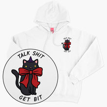 Load image into Gallery viewer, LIMITED EDITION: Talk Sh*t Get Bit Black Cat Halloween Hoodie (Unisex)-Printed Clothing, Printed Hoodie, JH001-Sassy Spud