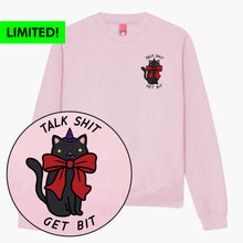 Laden Sie das Bild in den Galerie-Viewer, LIMITED EDITION: Talk Sh*t Get Bit Black Cat Halloween Sweatshirt (Unisex)-Printed Clothing, Printed Sweatshirt, JH030-Sassy Spud