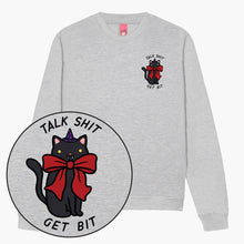 Afbeelding laden in Galerijviewer, LIMITED EDITION: Talk Sh*t Get Bit Black Cat Halloween Sweatshirt (Unisex)-Printed Clothing, Printed Sweatshirt, JH030-Sassy Spud