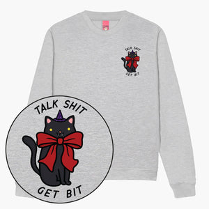 LIMITED EDITION: Talk Sh*t Get Bit Black Cat Halloween Sweatshirt (Unisex)-Printed Clothing, Printed Sweatshirt, JH030-Sassy Spud