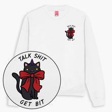 Afbeelding laden in Galerijviewer, LIMITED EDITION: Talk Sh*t Get Bit Black Cat Halloween Sweatshirt (Unisex)-Printed Clothing, Printed Sweatshirt, JH030-Sassy Spud