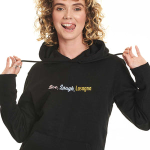 Live Laugh Lasagna Embroidered Hoodie (Unisex)-Embroidered Clothing, Embroidered Hoodie, JH001-Sassy Spud