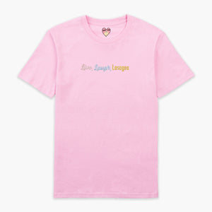 Live Laugh Lasagna Embroidered T-Shirt (Unisex)-Embroidered Clothing, Embroidered T Shirt, EP01-Sassy Spud