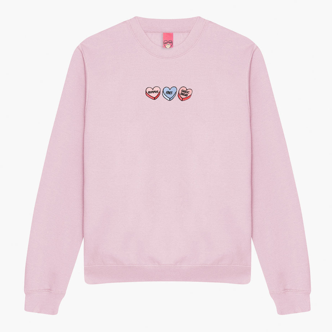 Love Hearts Embroidered Sweatshirt (Unisex)-Embroidered Clothing, Embroidered Sweatshirt, JH030-Sassy Spud