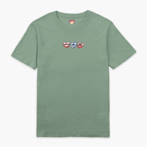 Love Hearts Embroidered T-Shirt (Unisex)-Embroidered Clothing, Embroidered T Shirt, EP01-Sassy Spud