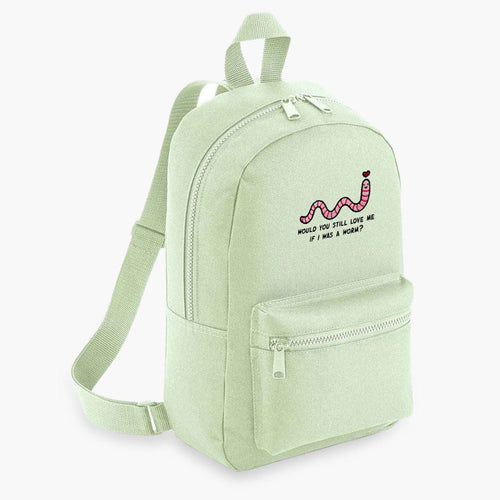 Love Me Worm Embroidered Mini Backpack-Sassy Accessories, Sassy Gifts, Sassy Mini Backpack, BG153-Sassy Spud