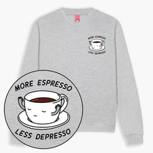 Afbeelding laden in Galerijviewer, Meer Espresso Minder Depresso Geborduurd Sweatshirt (Unisex)