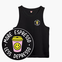 Load image into Gallery viewer, More Espresso Less Depresso Tank Top (Unisex)-Printed Clothing, Printed Tank, 03980-Sassy Spud