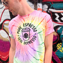 Afbeelding laden in Galerijviewer, More Espresso Less Depresso Tie Dye T-shirt (Unisex)-Printed Clothing, Printed T Shirt, EP01-Sassy Spud