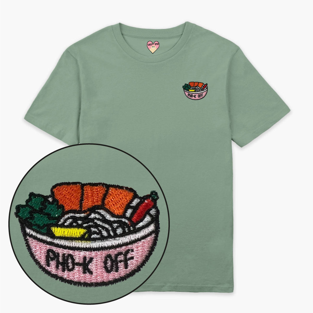 Pho-k Off Embroidered T-Shirt (Unisex)-Embroidered Clothing, Embroidered T Shirt, EP01-Sassy Spud