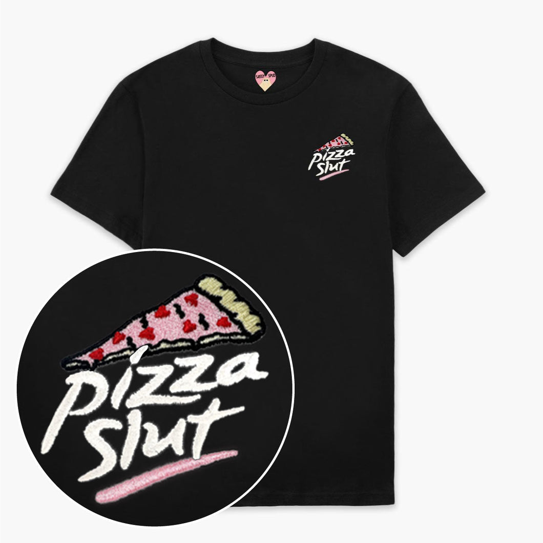 Pizza Slut Embroidered T-Shirt (Unisex)-Embroidered Clothing, Embroidered T Shirt, EP01-Sassy Spud