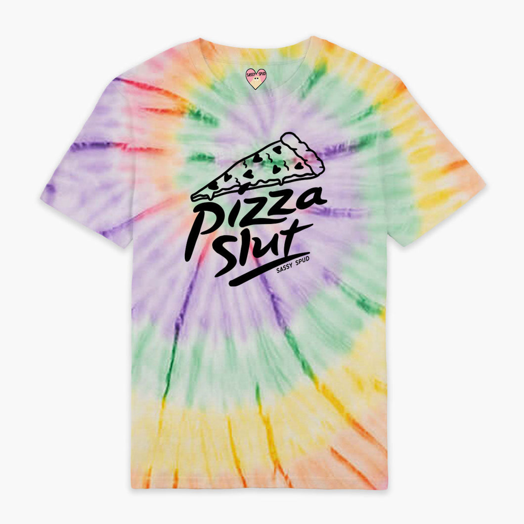 Pizza Slut Tie Dye T-shirt (Unisex)-Printed Clothing, Printed T Shirt, EP01-Sassy Spud