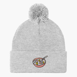 Rude Cereal Embroidered Pom Pom Beanie-Embroidered Clothing, Embroidered Beanie, BB426-Sassy Spud