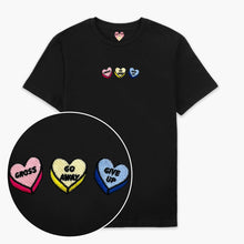 Load image into Gallery viewer, Rude Love Hearts Embroidered T-Shirt (Unisex)-Embroidered Clothing, Embroidered T Shirt, EP01-Sassy Spud