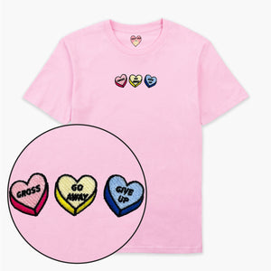 Rude Love Hearts Embroidered T-Shirt (Unisex)-Embroidered Clothing, Embroidered T Shirt, EP01-Sassy Spud