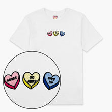 Afbeelding laden in Galerijviewer, Rude Love Hearts Embroidered T-Shirt (Unisex)-Embroidered Clothing, Embroidered T Shirt, EP01-Sassy Spud