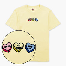 Load image into Gallery viewer, Rude Love Hearts Embroidered T-Shirt (Unisex)-Embroidered Clothing, Embroidered T Shirt, EP01-Sassy Spud