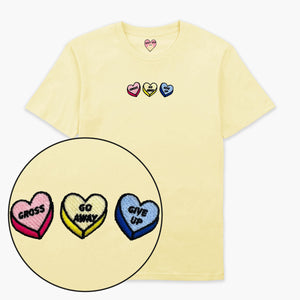 Rude Love Hearts Embroidered T-Shirt (Unisex)-Embroidered Clothing, Embroidered T Shirt, EP01-Sassy Spud