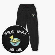 Laden Sie das Bild in den Galerie-Viewer, Spread Hummus Not Hate Embroidered Joggers (Unisex)-Embroidered Clothing, Embroidered Joggers, JH072-Sassy Spud