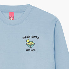 Load image into Gallery viewer, Spread Hummus Not Hate Embroidered Sweatshirt (Unisex)-Embroidered Clothing, Embroidered Sweatshirt, JH030-Sassy Spud