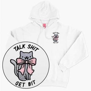 Talk Sh*t Get Bit Embroidered Hoodie (Unisex)-Embroidered Clothing, Embroidered Hoodie, JH001-Sassy Spud