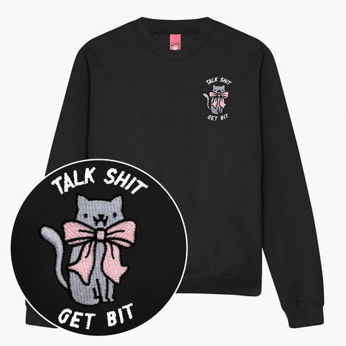 Talk Sh*t Get Bit Embroidered Sweatshirt (Unisex)-Embroidered Clothing, Embroidered Sweatshirt, JH030-Sassy Spud