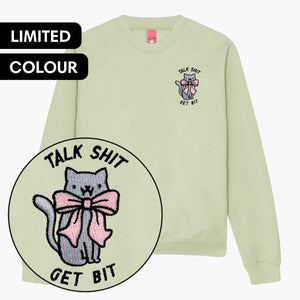 Talk Sh*t Get Bit Embroidered Sweatshirt (Unisex)-Embroidered Clothing, Embroidered Sweatshirt, JH030-Sassy Spud